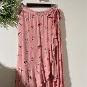 Hollister pink flower wrap skirt